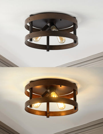 Cooper 16" Farmhouse Industrial Iron LED Flush Mount - JONATHAN Y